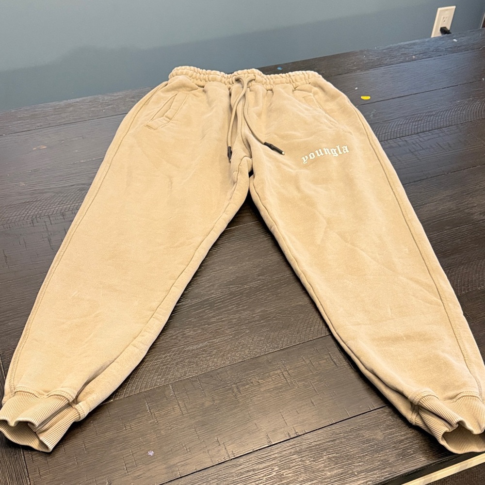 YoungLA Tan Men's Joggers with Drawstring Waist